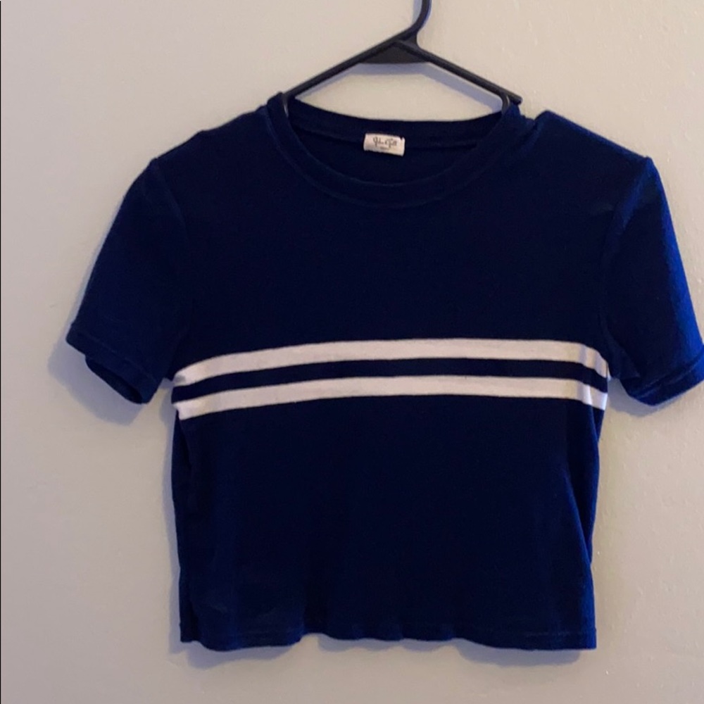 brandy melville navy blue and white striped shirt